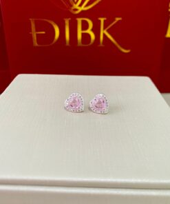 Brinco coração rosa