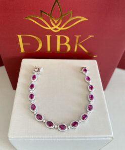 Pulseira riviera oval rosa