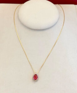 Colar gota pink cravejada