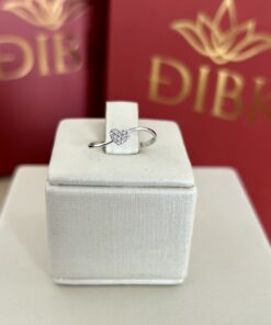 Anel coração cravejado