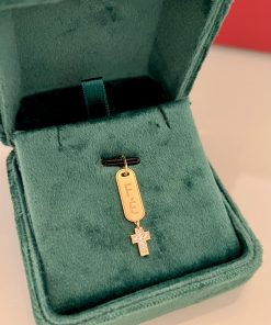 Pingente placa fé com cruz cravejada