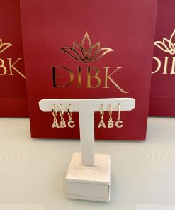 Argola pingente letra cravejada