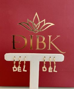 Argola pingente letra cravejada