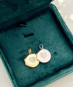 Pingente relicário coração cravejado