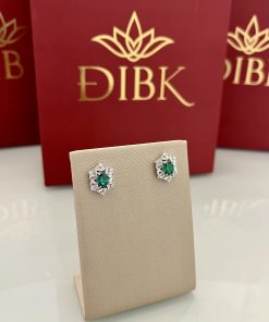 Brinco flor oval verde