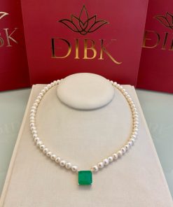 Colar pérolas/esmeralda