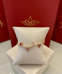 Bracelete gotas rosa cravejado