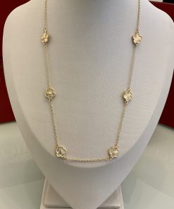 Colar van cleef liso 8 trevos 50cm+4,5cm