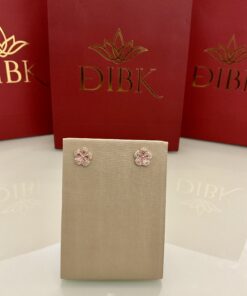 Brinco flor rose/cravejado