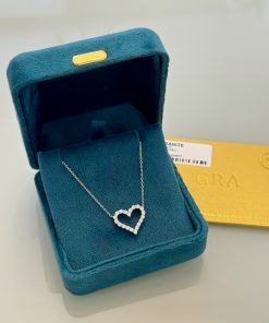 Colar coração cravejado com moissanites