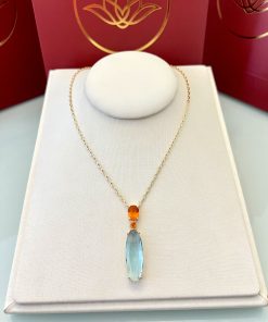Colar oval laranja/azul