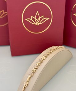 Pulseira floral lisa/cravejada