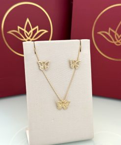 Conjunto borboleta cravejada