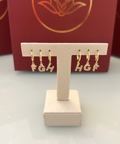 Brinco argola letra cravejada