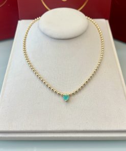 Choker bolinhas com coração turmalina