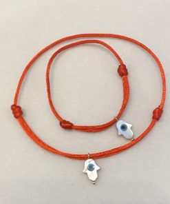 Pulseira fio vermelho com pingente mão de Fátima