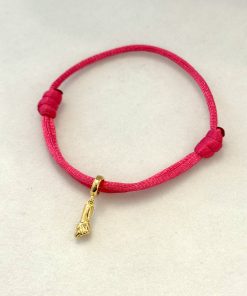 Pulseira rosa infantil pingente figa