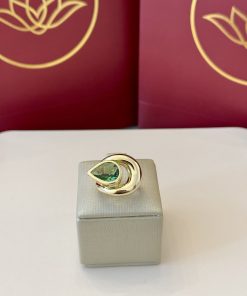 Anel vazado gota verde