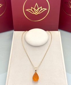 Colar pingente gota laranja aperol