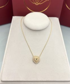 Colar coração amarelo cravejado