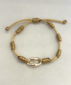 Pulseira 7 nós design orgânico dourada