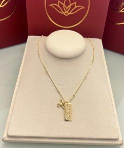 Colar pingente divino com placa sl