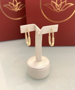 Brinco argola retangular cravejada/lisa