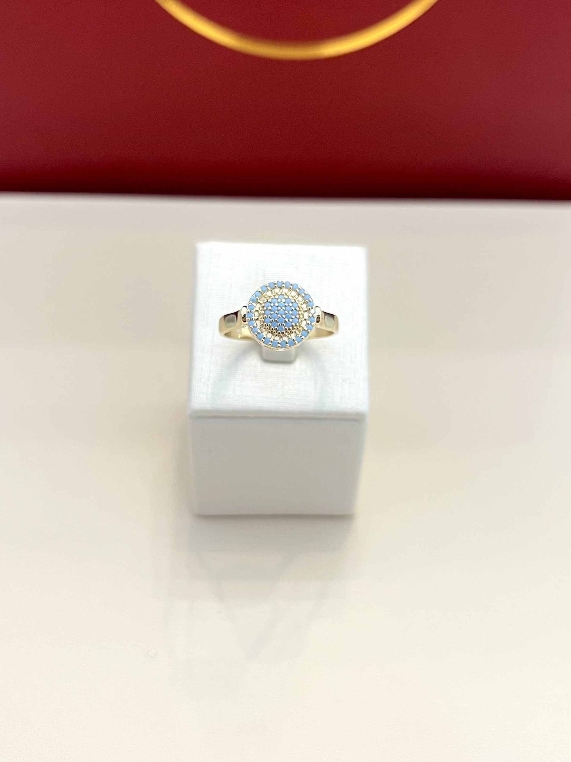 Anel chuveiro cravejado azul