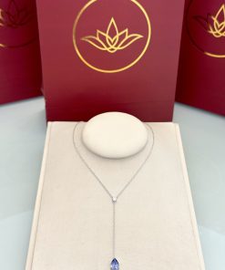 Colar gravata com pingente tanzanita