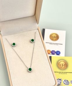 Conjunto redondo jade verde/moissanite