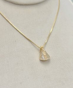 Colar Nossa Senhora Aparecida cravejado 45cm+5cm