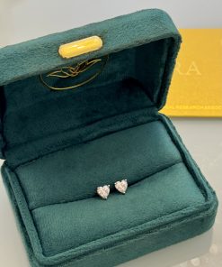Brinco coração moissanite 5X5mm