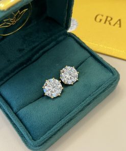 Brinco Moissanite 6 garras 12MM