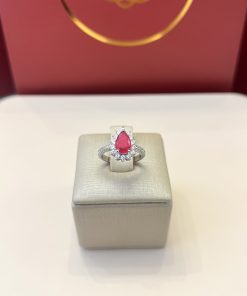 Anel gota pink cravejado 6x8.5mm