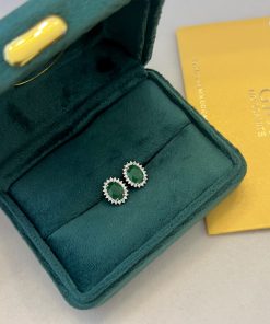 Brinco moissanite oval jade 5x7mm