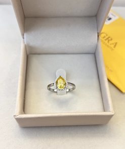 Anel moissanite gota citrino 8mm