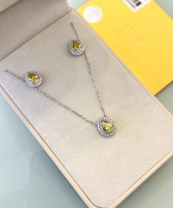 Conjunto moissanite gota citrino