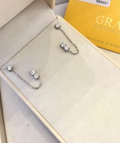 Brinco moissanite duplo corrente 4mm