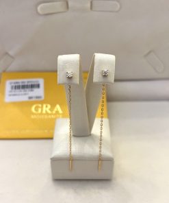Brinco moissanite 3mm fio dourado