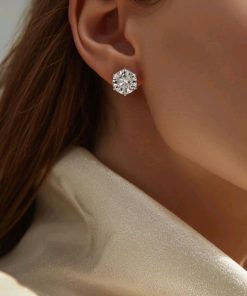 Brinco ponto de luz 6 garras moissanite 12.5mm