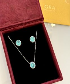Conjunto oval turmalina com moissanite