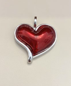 Pingente coração esmaltado vermelho