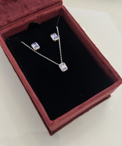 Conjunto retangular tanzanita 4x6mm