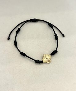 Pulseira 7 nós trevo menor fio preto