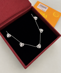 Colar Moissanite corações 1.2mm