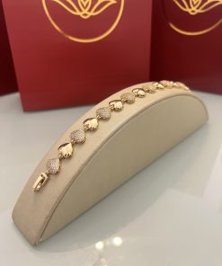 Pulseira Riviera corações lisos/cravejados 18cm