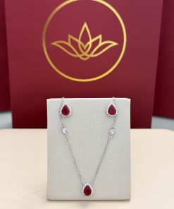 Conjunto gota rubi 8x6mm