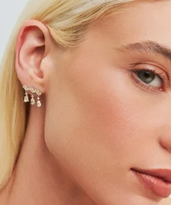 Brinco earcuff pêndulos citrino