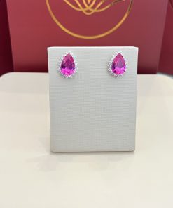 Brinco gota safira pink 10mm