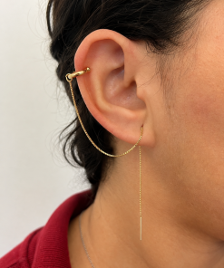 Brinco fio longo piercing 14cm